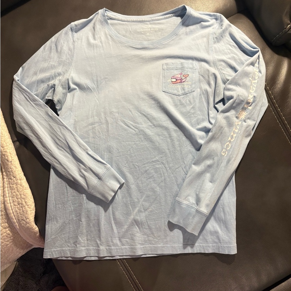 Vineyard Vines Light Blue Long-Sleeve Pocket Tee